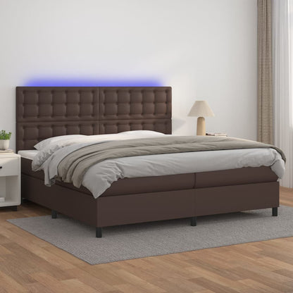 Boxspringbett Mit Matratze & Led Kunstleder Braun