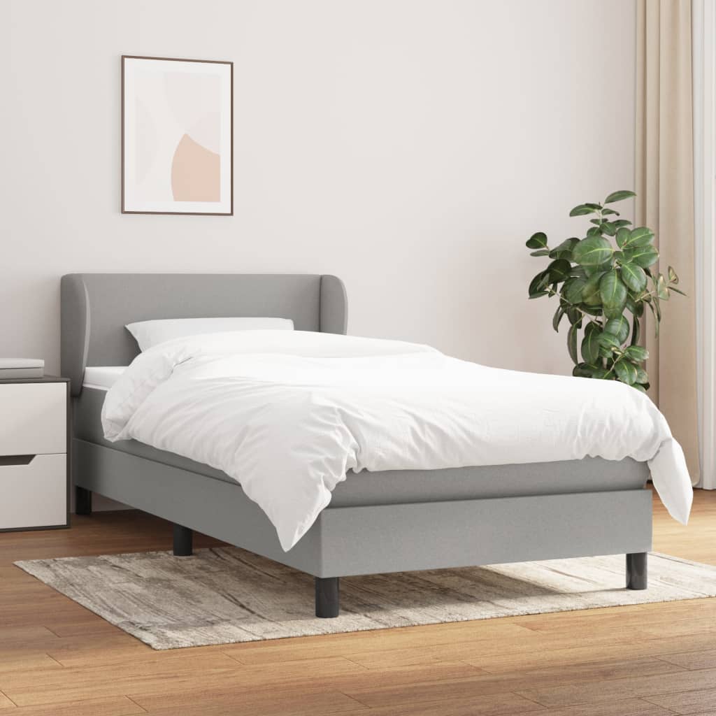 Boxspringbett Mit Matratze Stoff Hellgrau