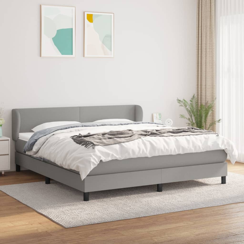 Boxspringbett Mit Matratze Stoff Hellgrau
