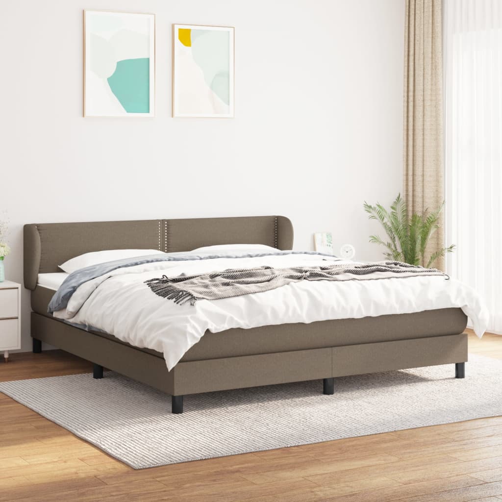 Boxspringbett Mit Matratze Stoff Taupe