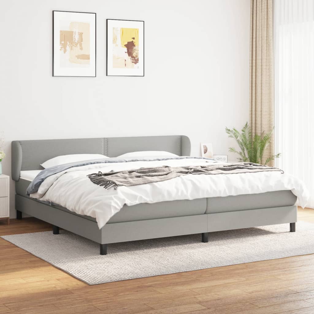 Boxspringbett Mit Matratze Stoff Hellgrau