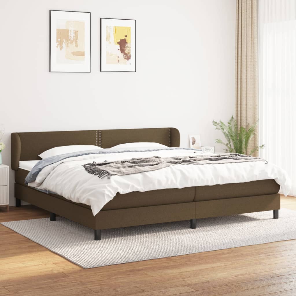 Boxspringbett Mit Matratze Stoff Dunkelbraun