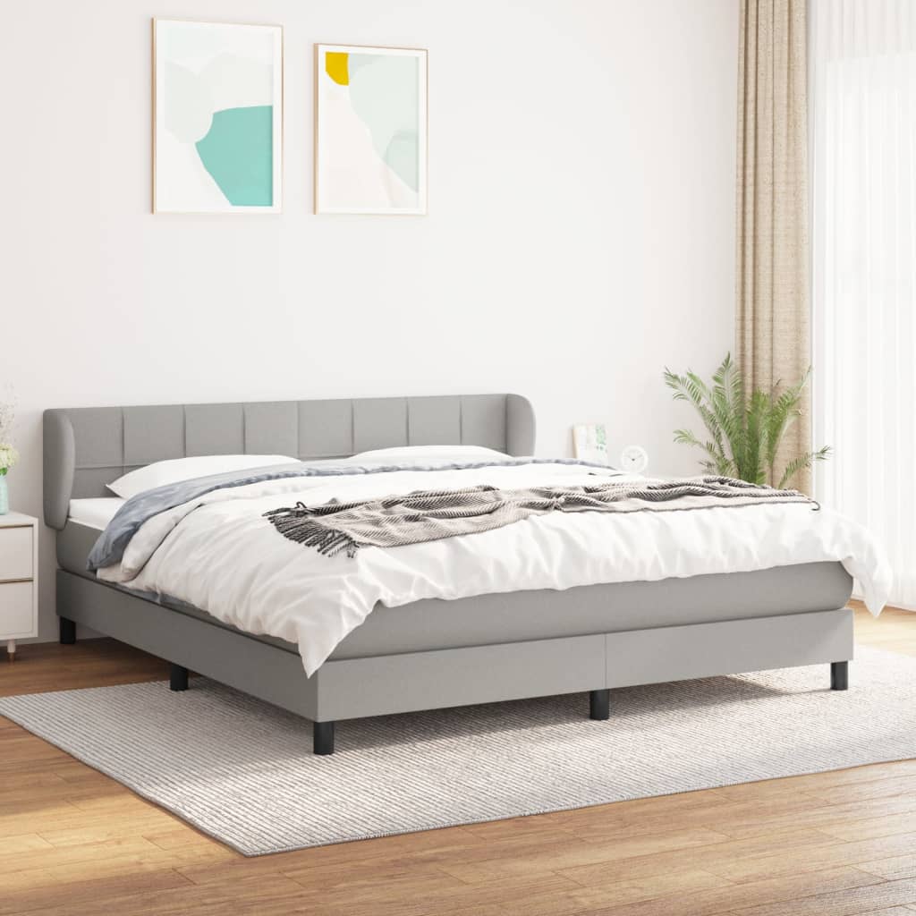Boxspringbett Mit Matratze Stoff Hellgrau