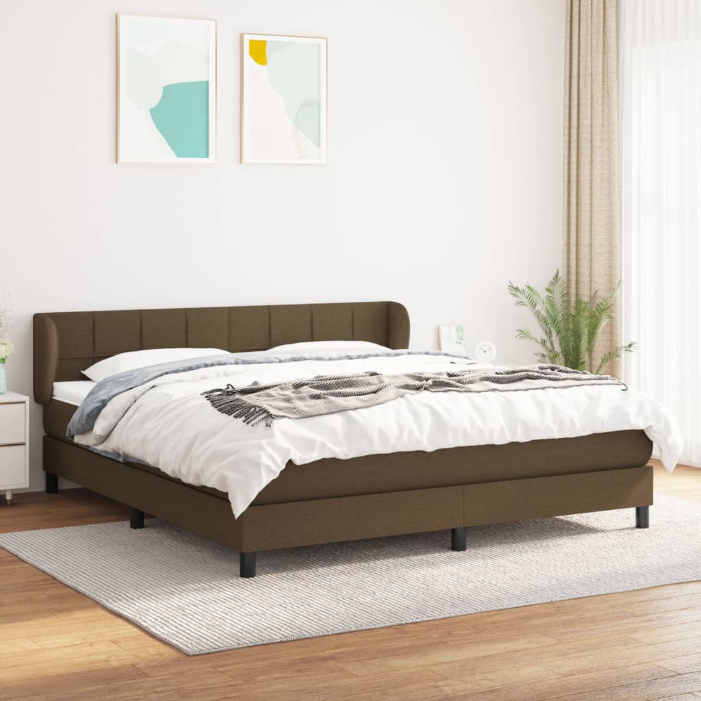 Boxspringbett Mit Matratze Stoff Dunkelbraun