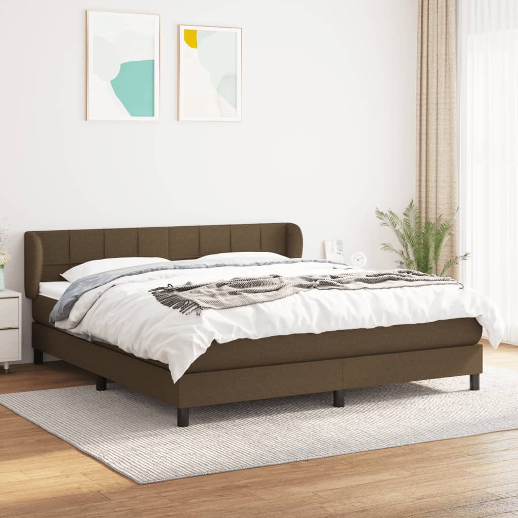 Boxspringbett Mit Matratze Stoff Dunkelbraun