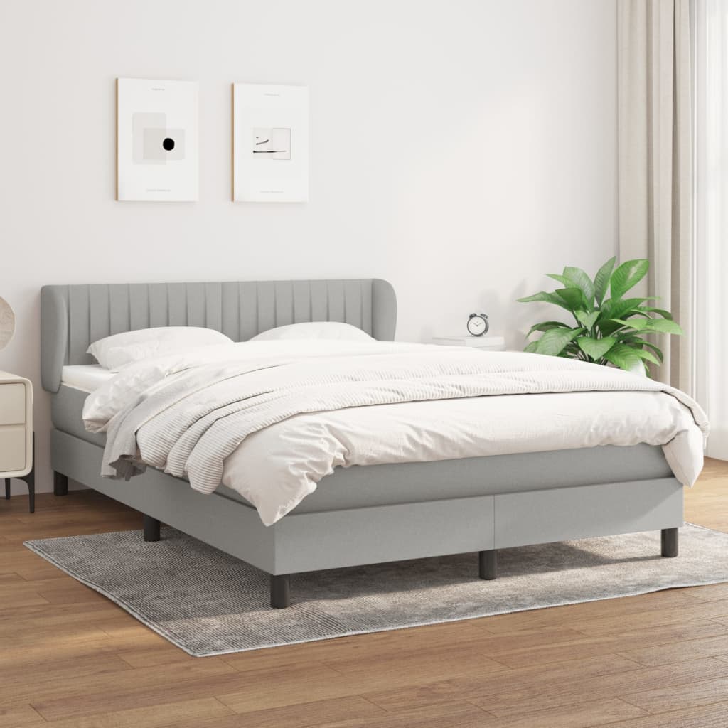 Boxspringbett Mit Matratze Stoff Hellgrau
