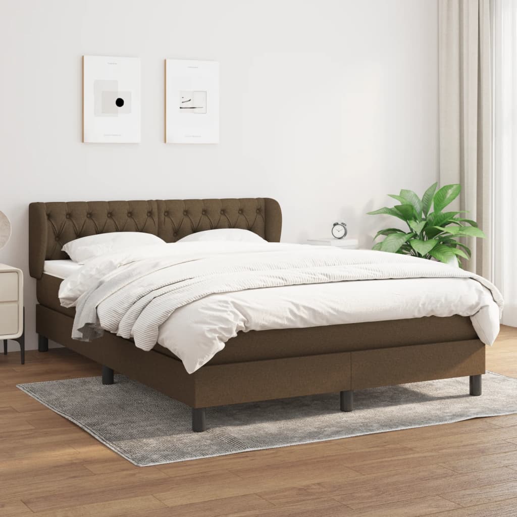 Boxspringbett Mit Matratze Stoff Dunkelbraun