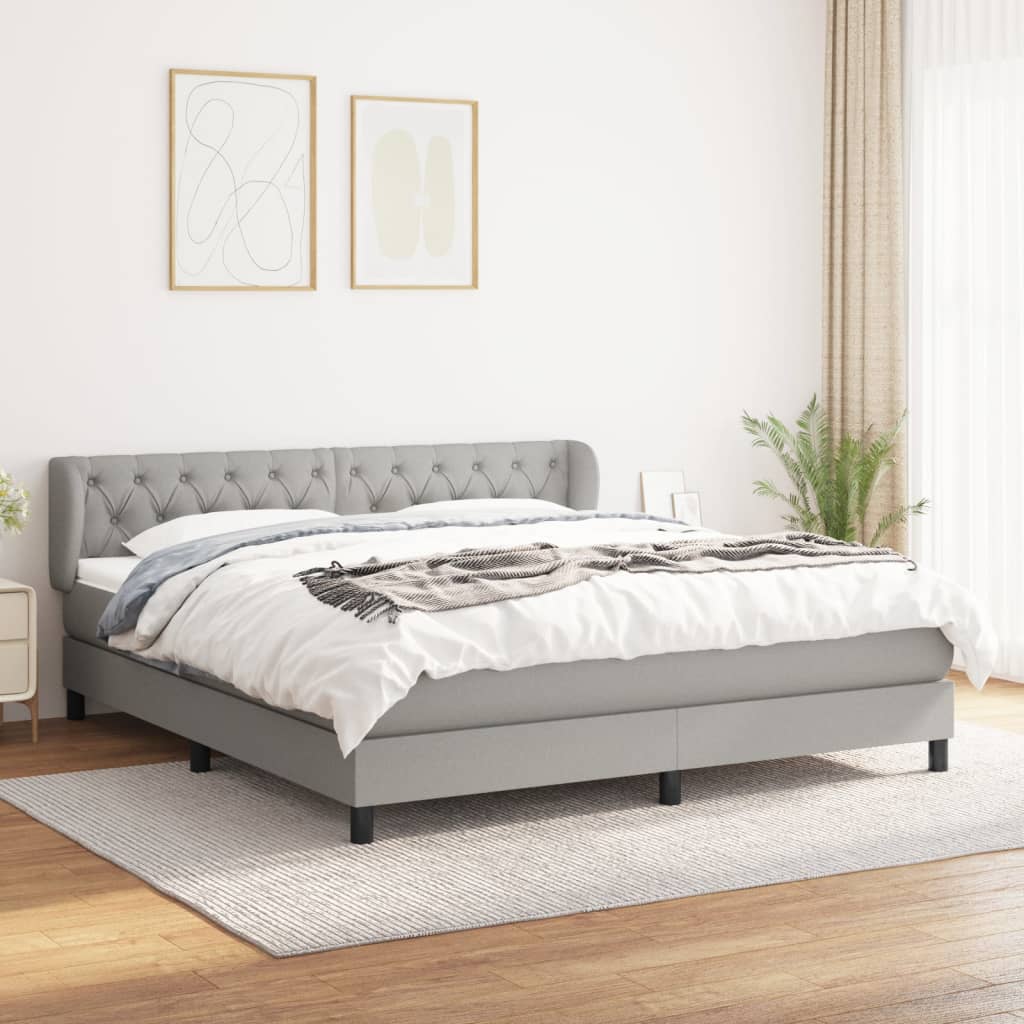 Boxspringbett Mit Matratze Stoff Hellgrau