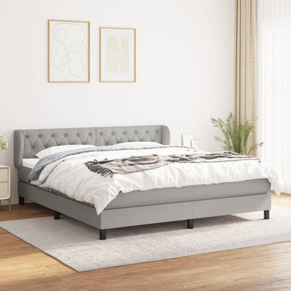Boxspringbett Mit Matratze Stoff Hellgrau