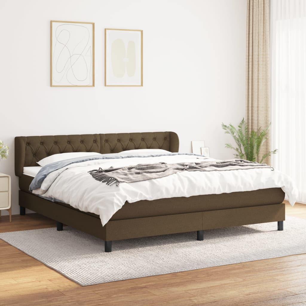 Boxspringbett Mit Matratze Stoff Dunkelbraun
