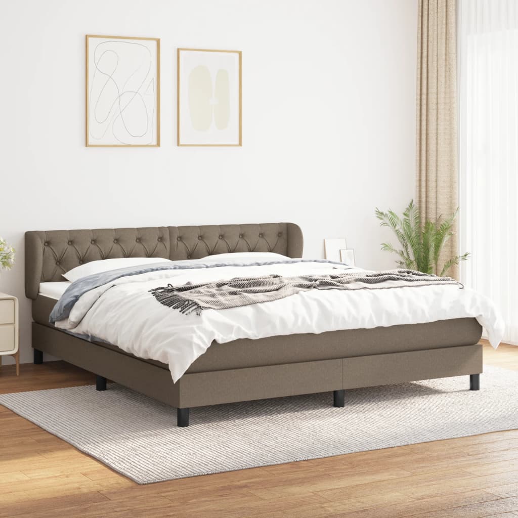 Boxspringbett Mit Matratze Stoff Taupe