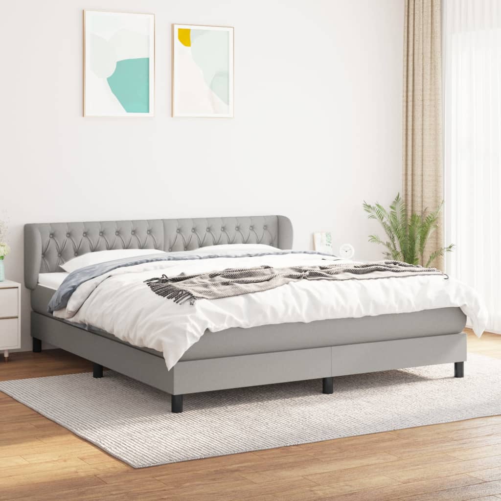 Boxspringbett Mit Matratze Stoff Hellgrau