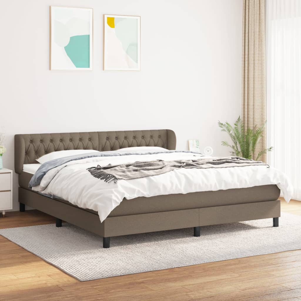 Boxspringbett Mit Matratze Stoff Taupe