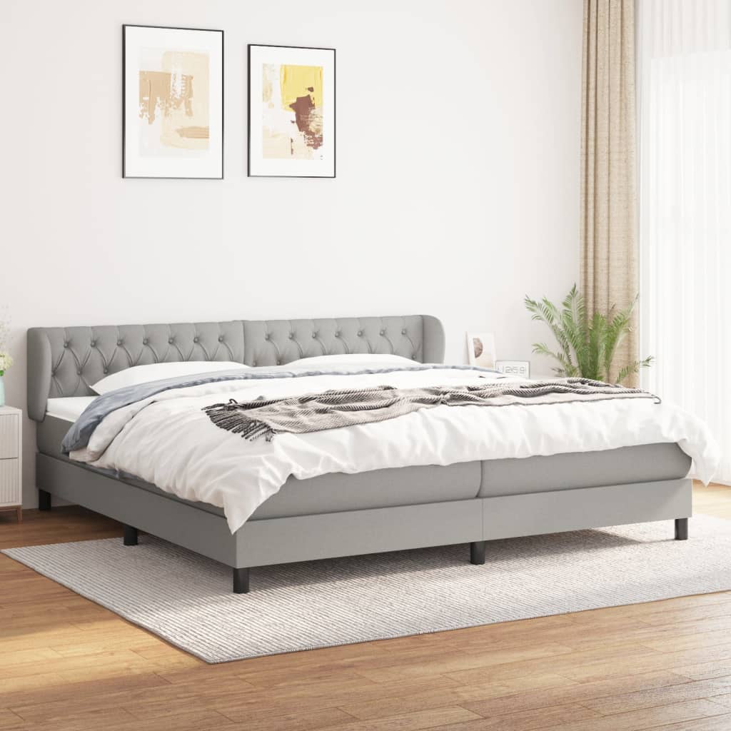 Boxspringbett Mit Matratze Stoff Hellgrau
