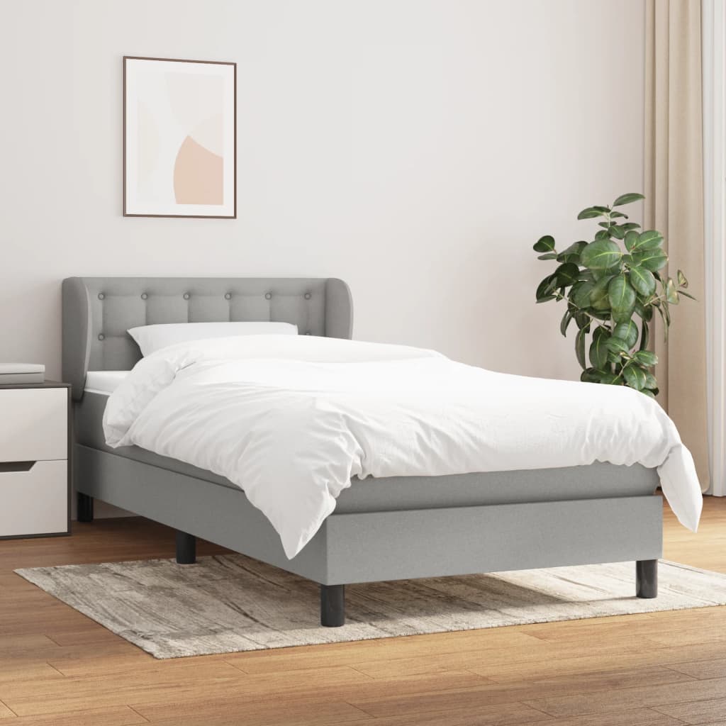 Boxspringbett Mit Matratze Stoff Hellgrau