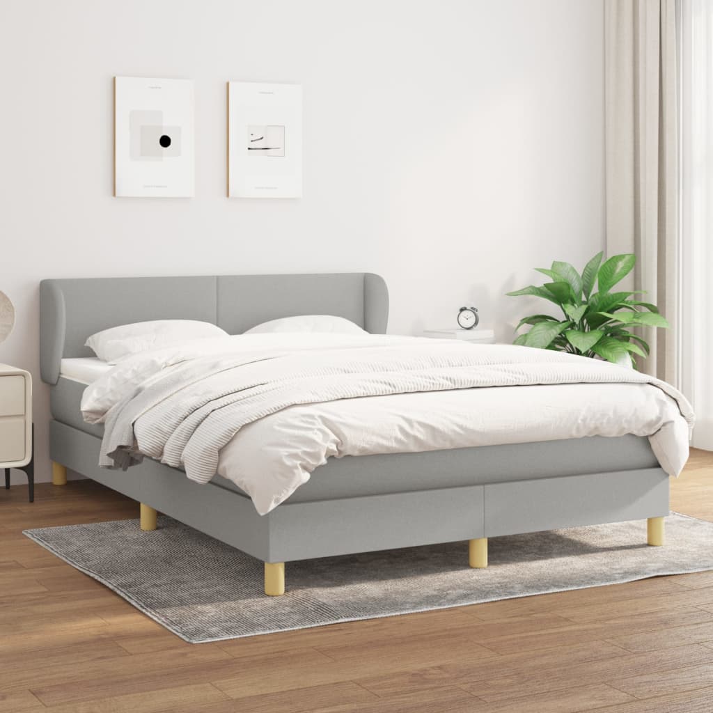 Boxspringbett Mit Matratze Stoff Hellgrau