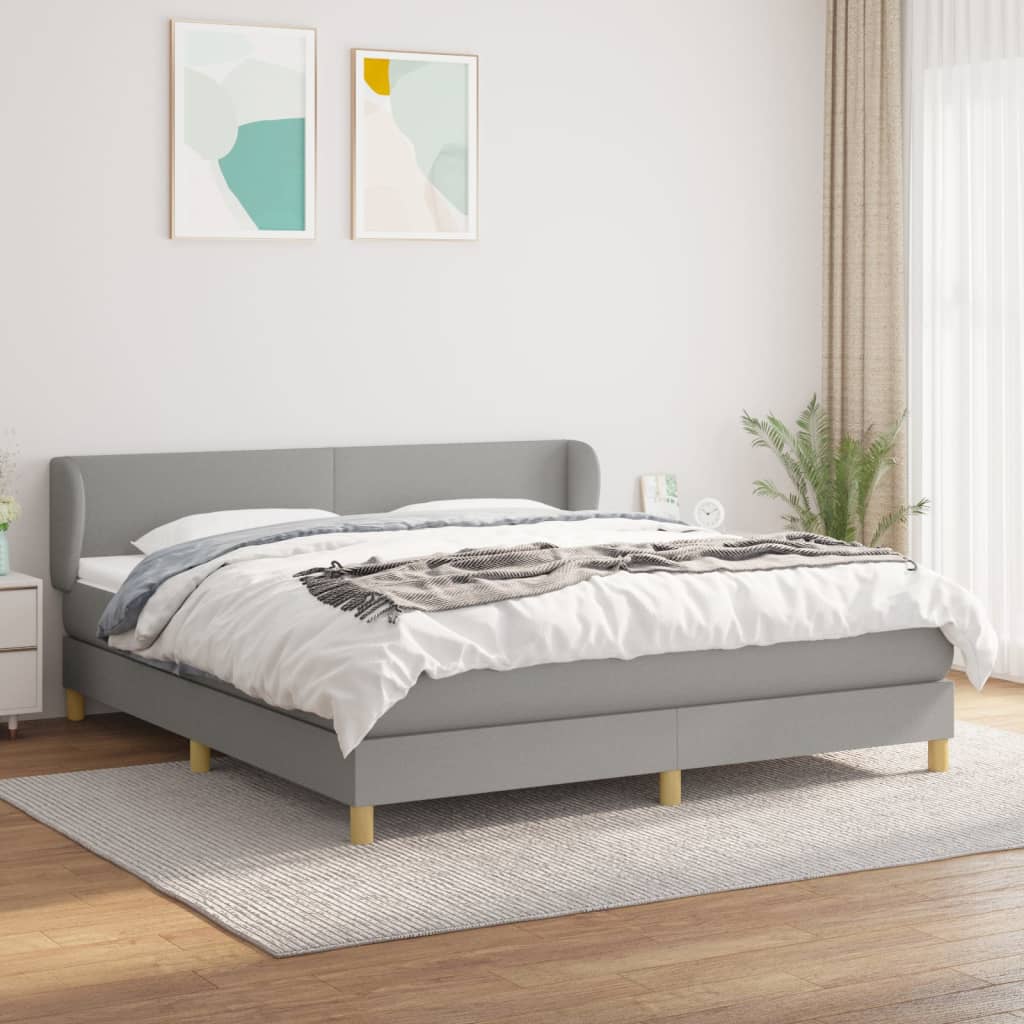 Boxspringbett Mit Matratze Stoff Hellgrau