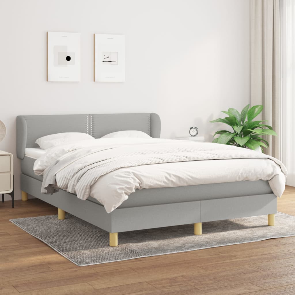 Boxspringbett Mit Matratze Stoff Hellgrau