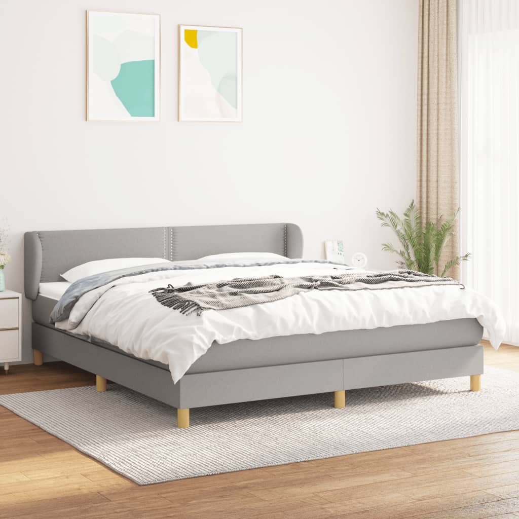 Boxspringbett Mit Matratze Stoff Hellgrau