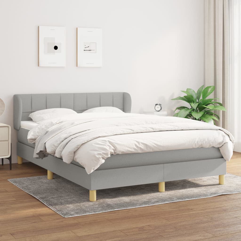 Boxspringbett Mit Matratze Stoff Hellgrau