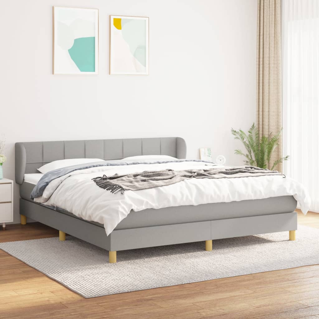 Boxspringbett Mit Matratze Stoff Hellgrau