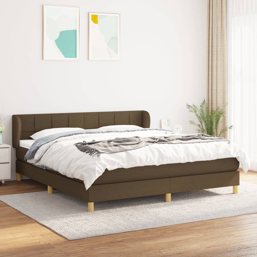Boxspringbett Mit Matratze Stoff Dunkelbraun