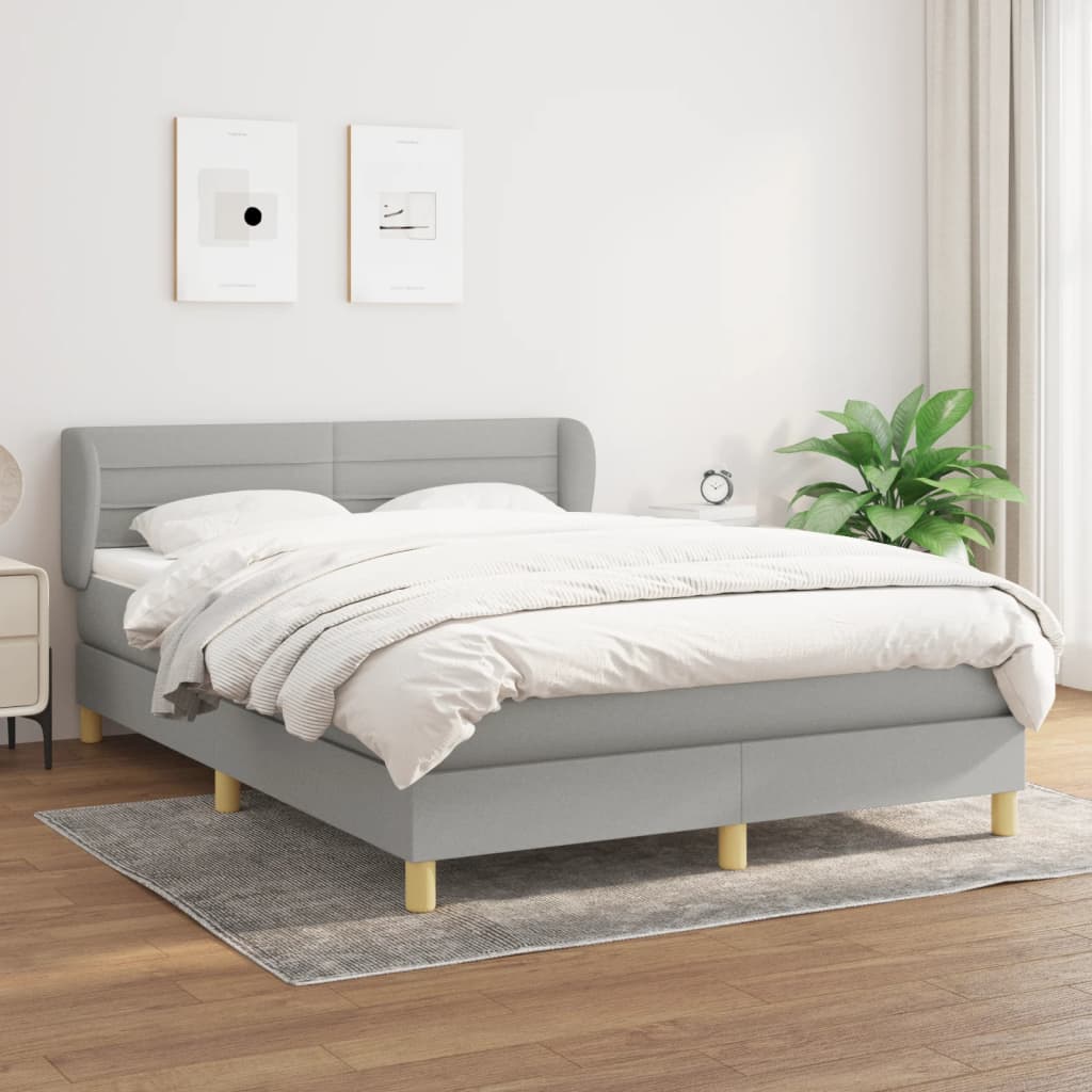 Boxspringbett Mit Matratze Stoff Hellgrau