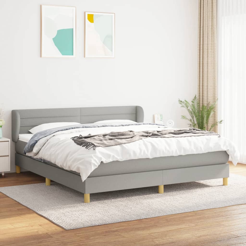 Boxspringbett Mit Matratze Stoff Hellgrau