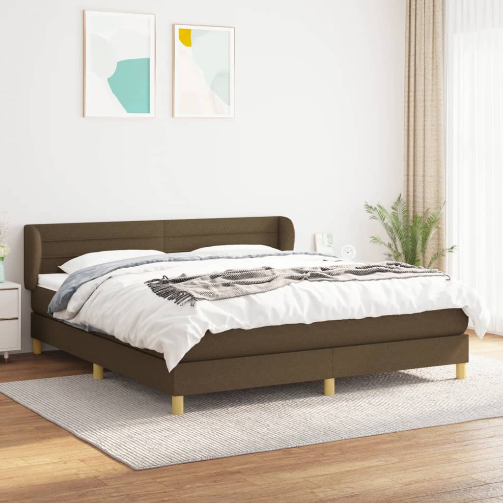 Boxspringbett Mit Matratze Stoff Dunkelbraun