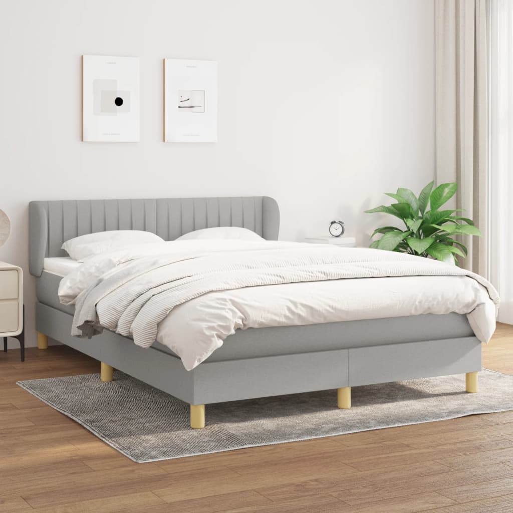Boxspringbett Mit Matratze Stoff Hellgrau