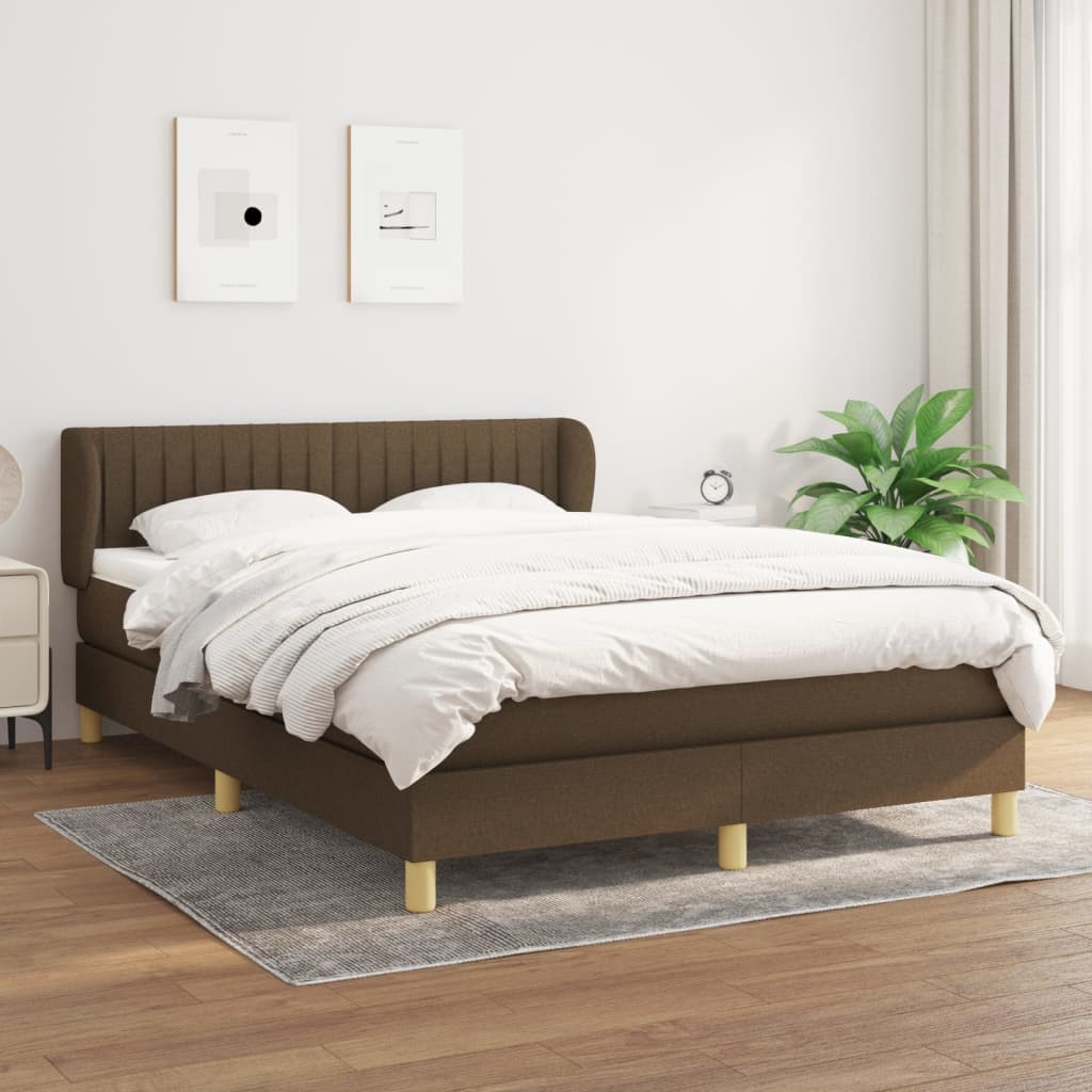 Boxspringbett Mit Matratze Stoff Dunkelbraun