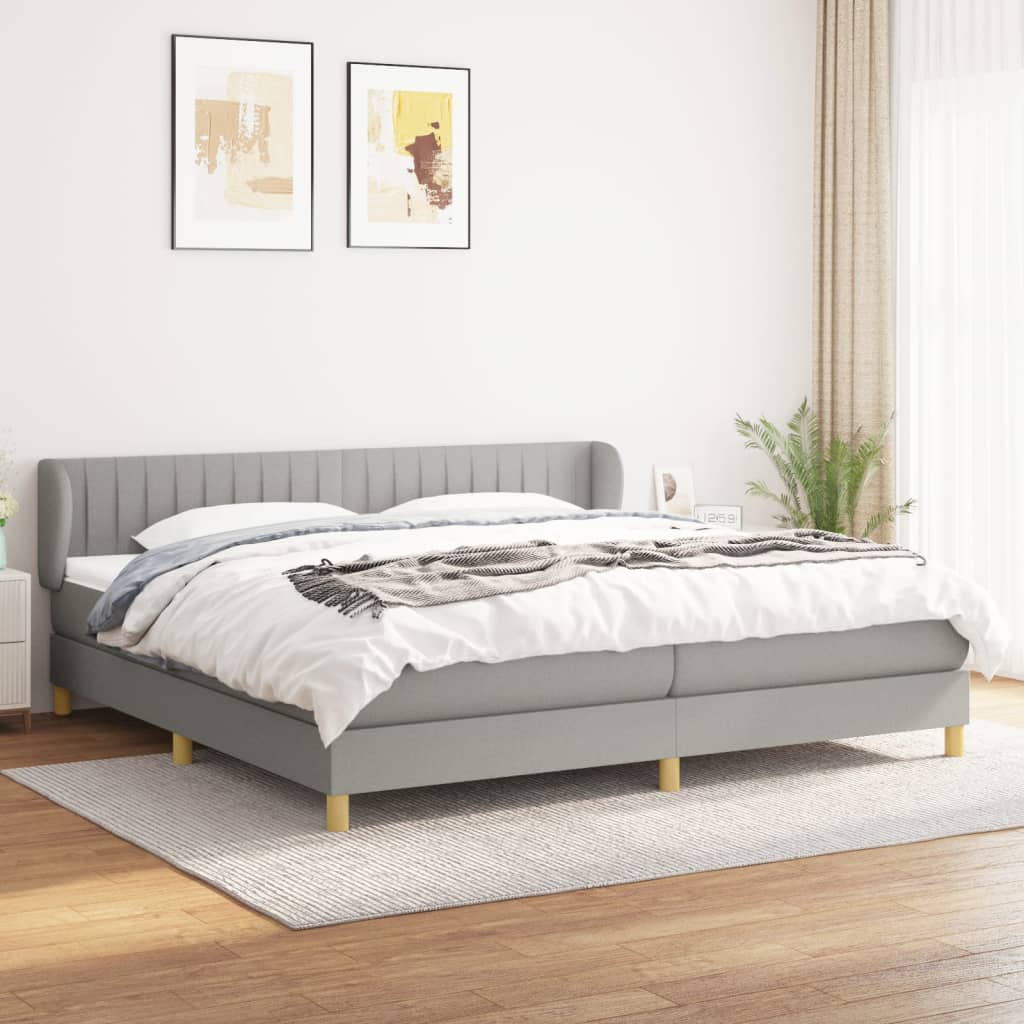 Boxspringbett Mit Matratze Stoff Hellgrau