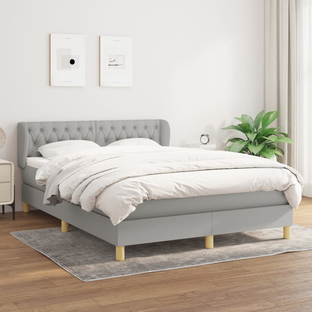 Boxspringbett Mit Matratze Stoff Hellgrau