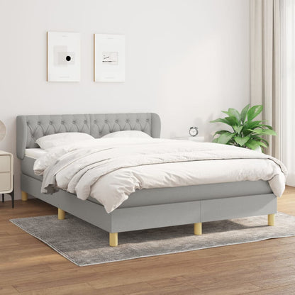 Boxspringbett Mit Matratze Stoff Hellgrau