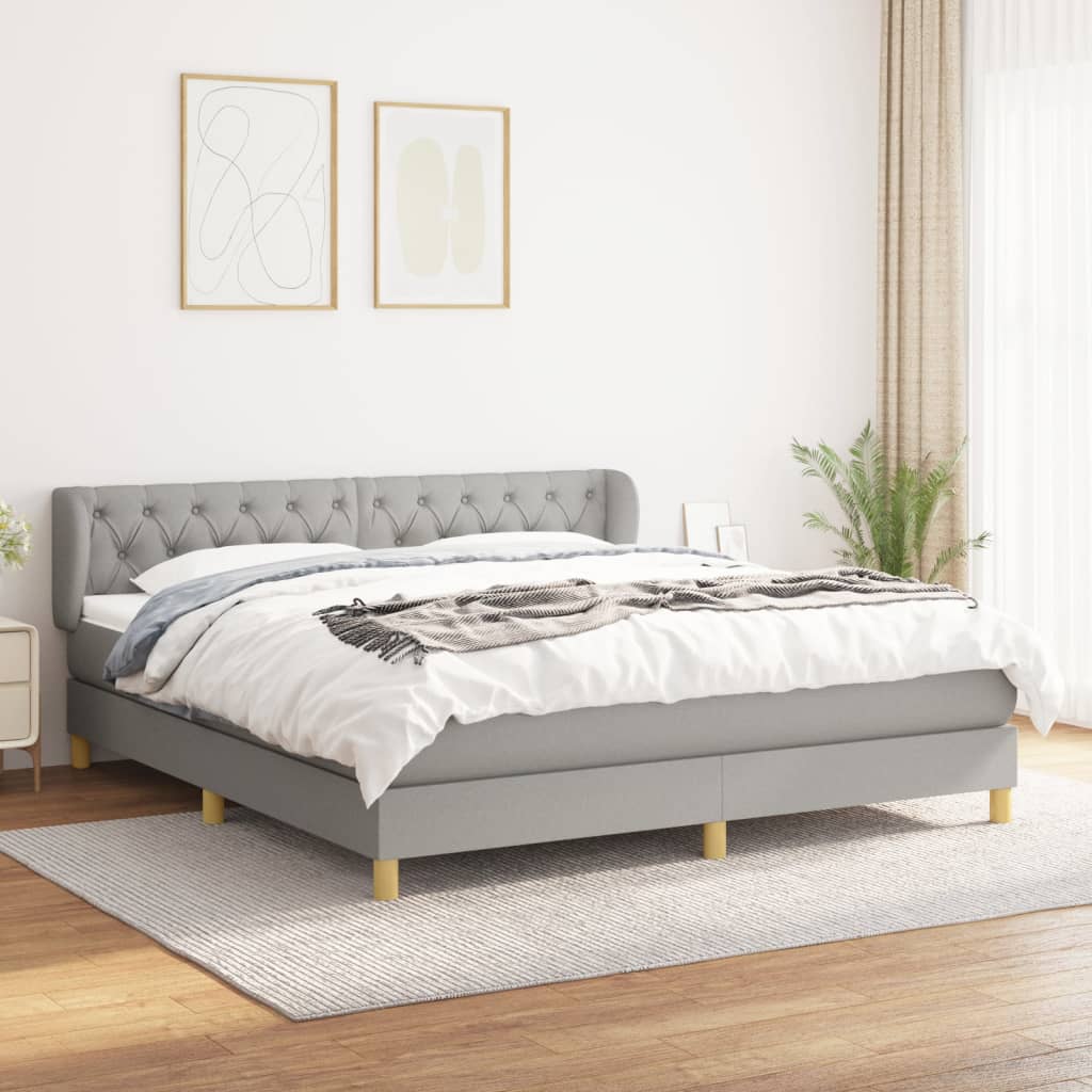 Boxspringbett Mit Matratze Stoff Hellgrau