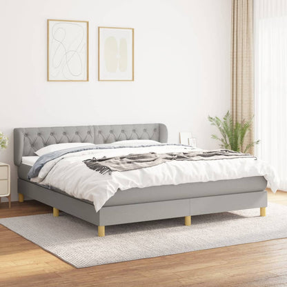 Boxspringbett Mit Matratze Stoff Hellgrau