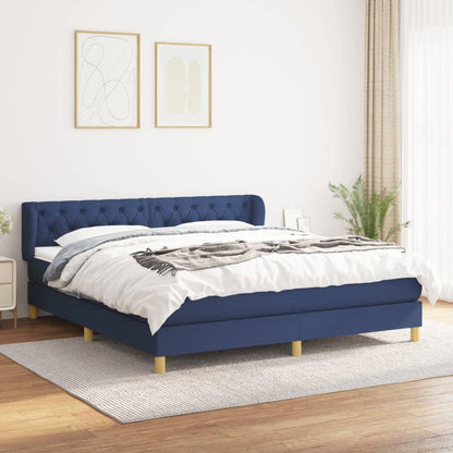 Boxspringbett Mit Matratze Stoff Blau