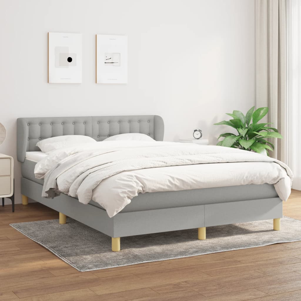Boxspringbett Mit Matratze Stoff Hellgrau