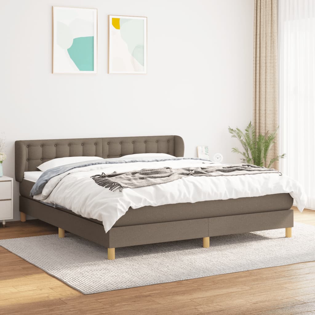 Boxspringbett Mit Matratze Stoff Taupe