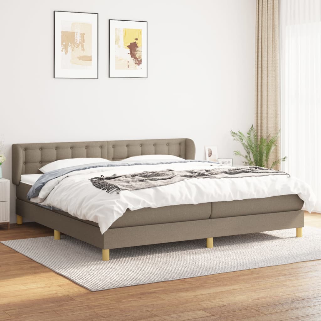 Boxspringbett Mit Matratze Stoff Taupe