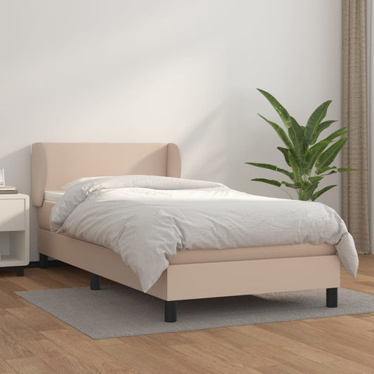Boxspringbett Mit Matratze -Braun 90X200Cm Kunstleder Cappuccino