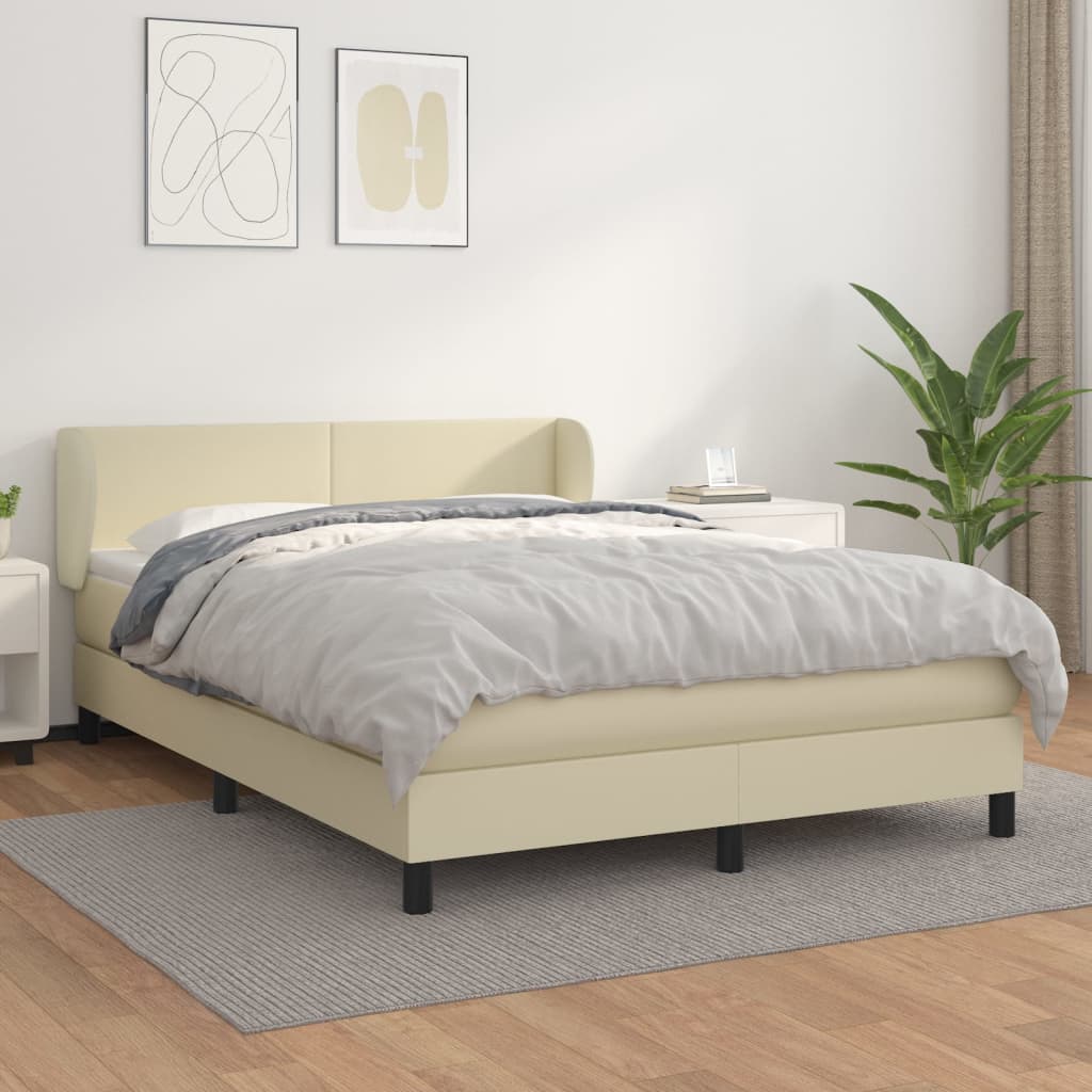 Boxspringbett Mit Matratze Kunstleder Creme