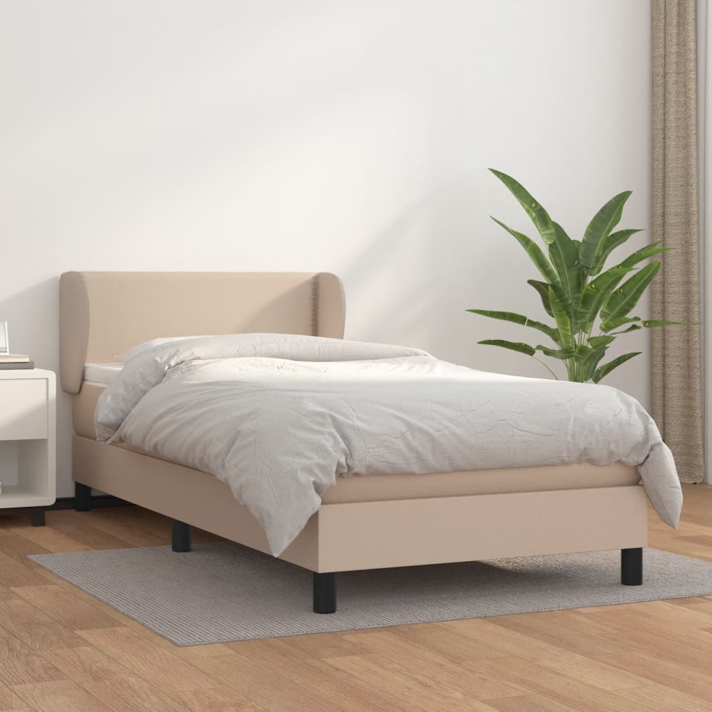 Boxspringbett Mit Matratze -Braun 90X200Cm Kunstleder Cappuccino