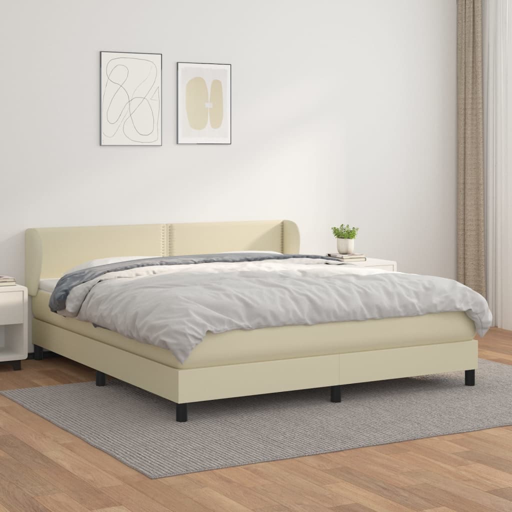 Boxspringbett Mit Matratze Kunstleder Creme