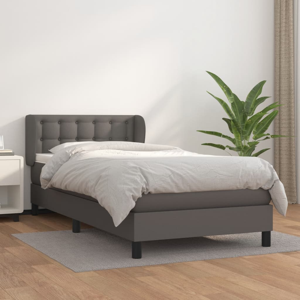 Boxspringbett Mit Matratze Kunstleder Grau