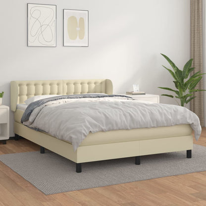 Boxspringbett Mit Matratze Kunstleder Creme