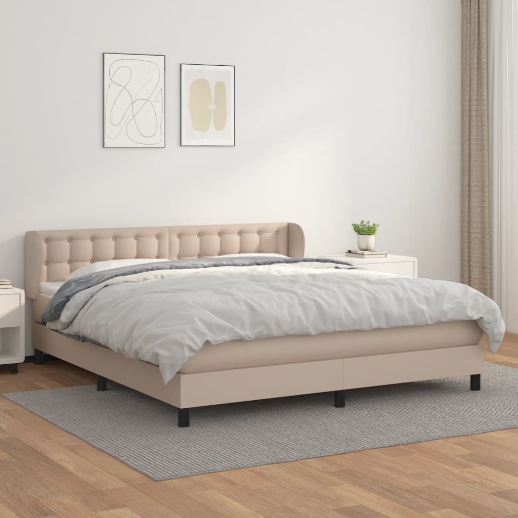 Boxspringbett Mit Matratze -Braun 90X200Cm Kunstleder Cappuccino