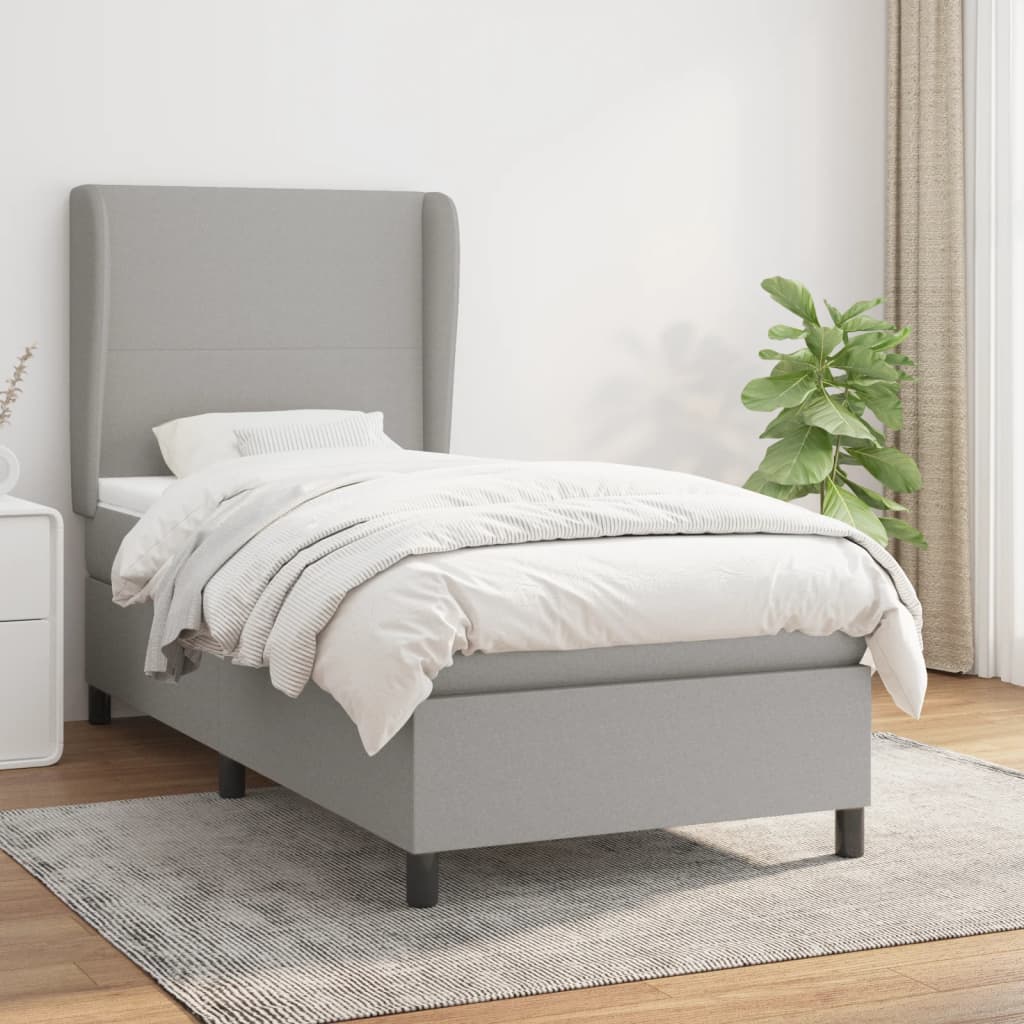 Boxspringbett Mit Matratze Stoff Hellgrau