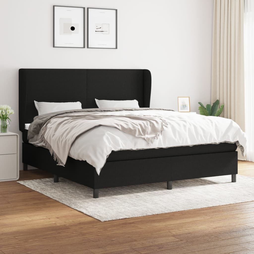 Boxspringbett Mit Matratze Stoff Schwarz