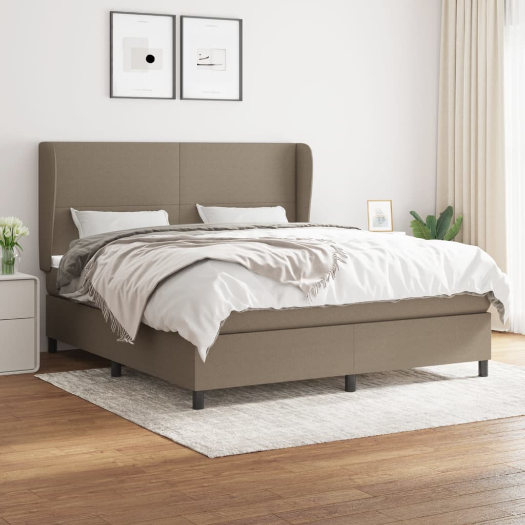 Boxspringbett Mit Matratze Stoff Taupe